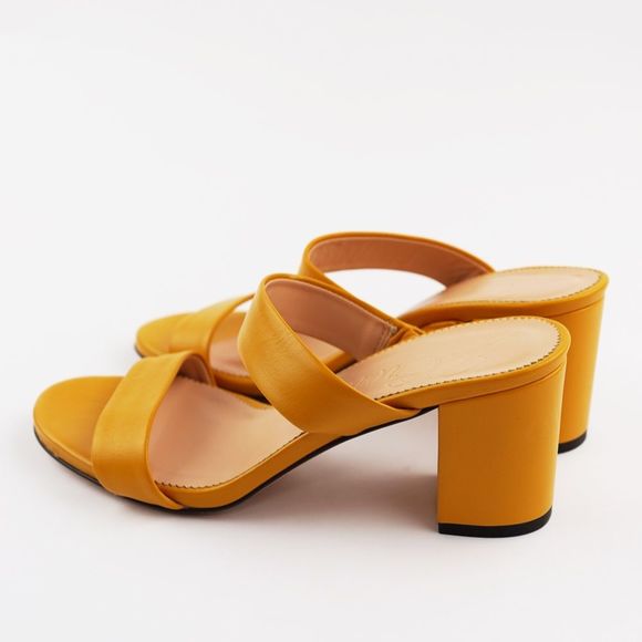New JCREW Size 7 Lucie Double-Strap Block-Heel Sandals in Warm Marigold - Picture 5 of 7